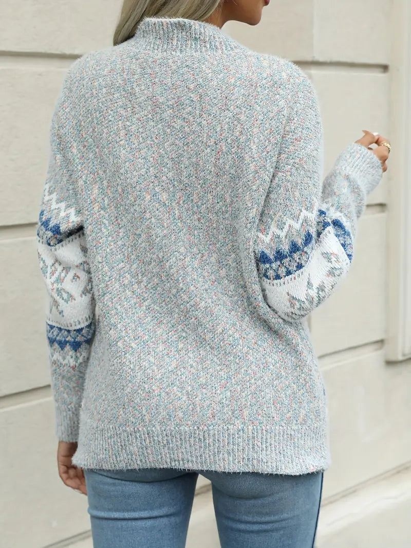 Maxine | Women's Fair Isle Knit Sweater – Soft Patterned Pullover for Cosy Winter Dressing