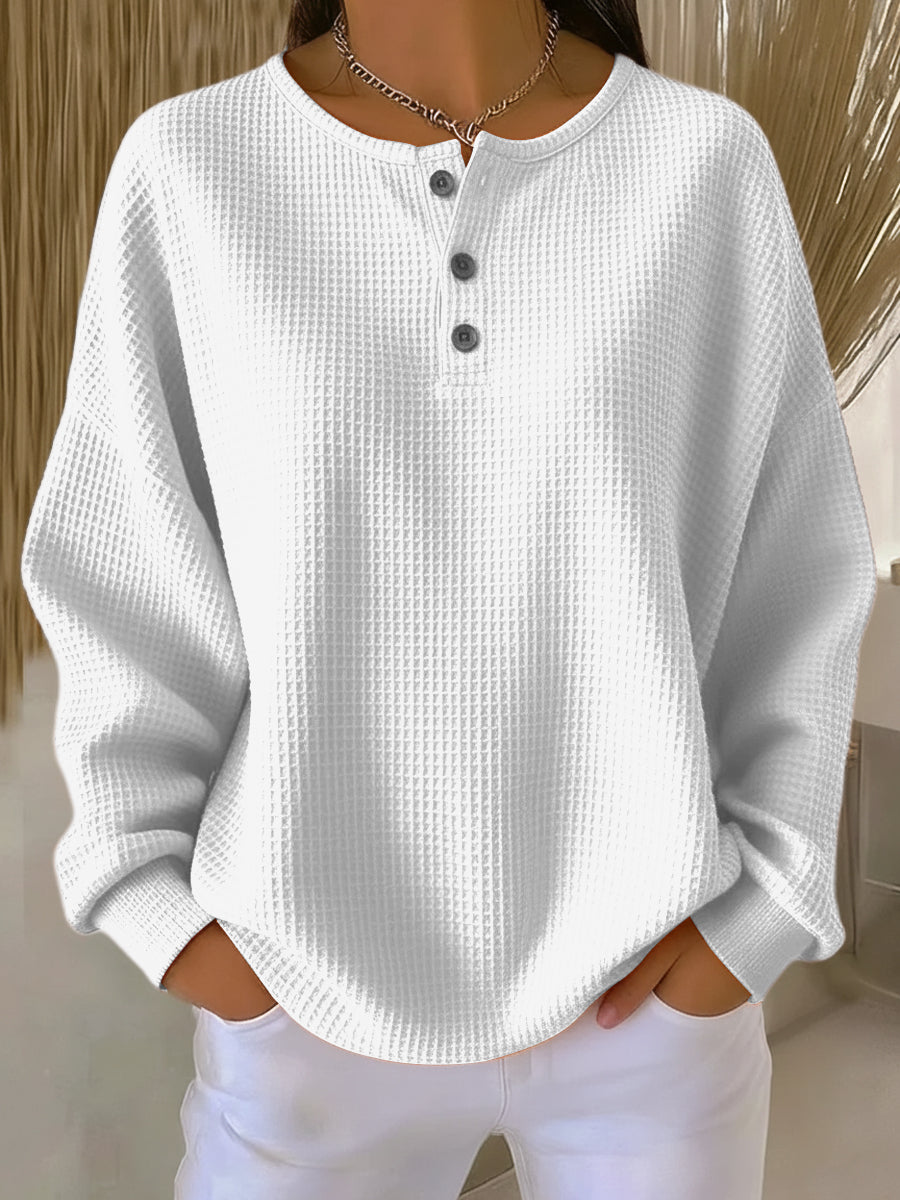 Mirabel | Waffle Henley Sweatshirt