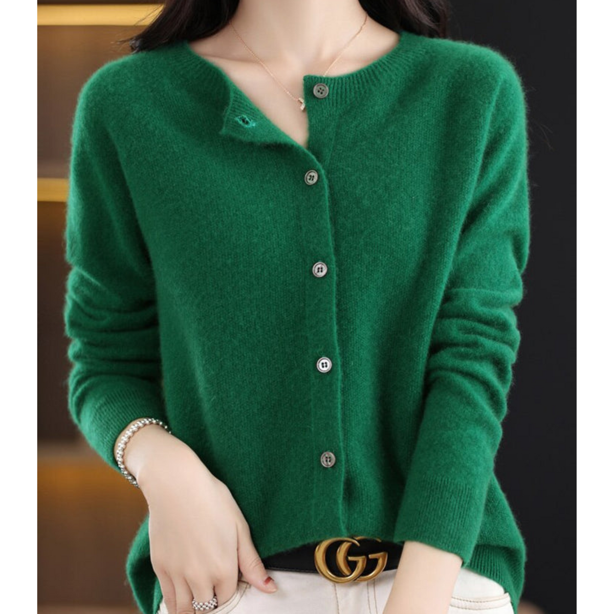 Tilly | Luxury Merino Wool & Cashmere Cardigan for Women – Elegant O-Neck Winter Knit