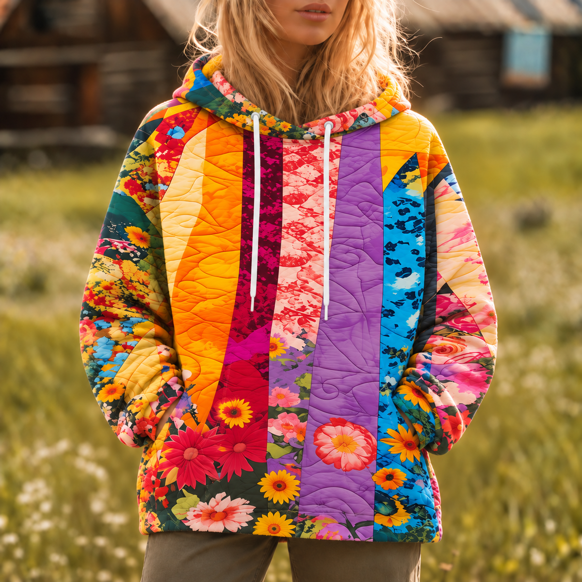 Kristen | Allison Quilted Floral Hoodie