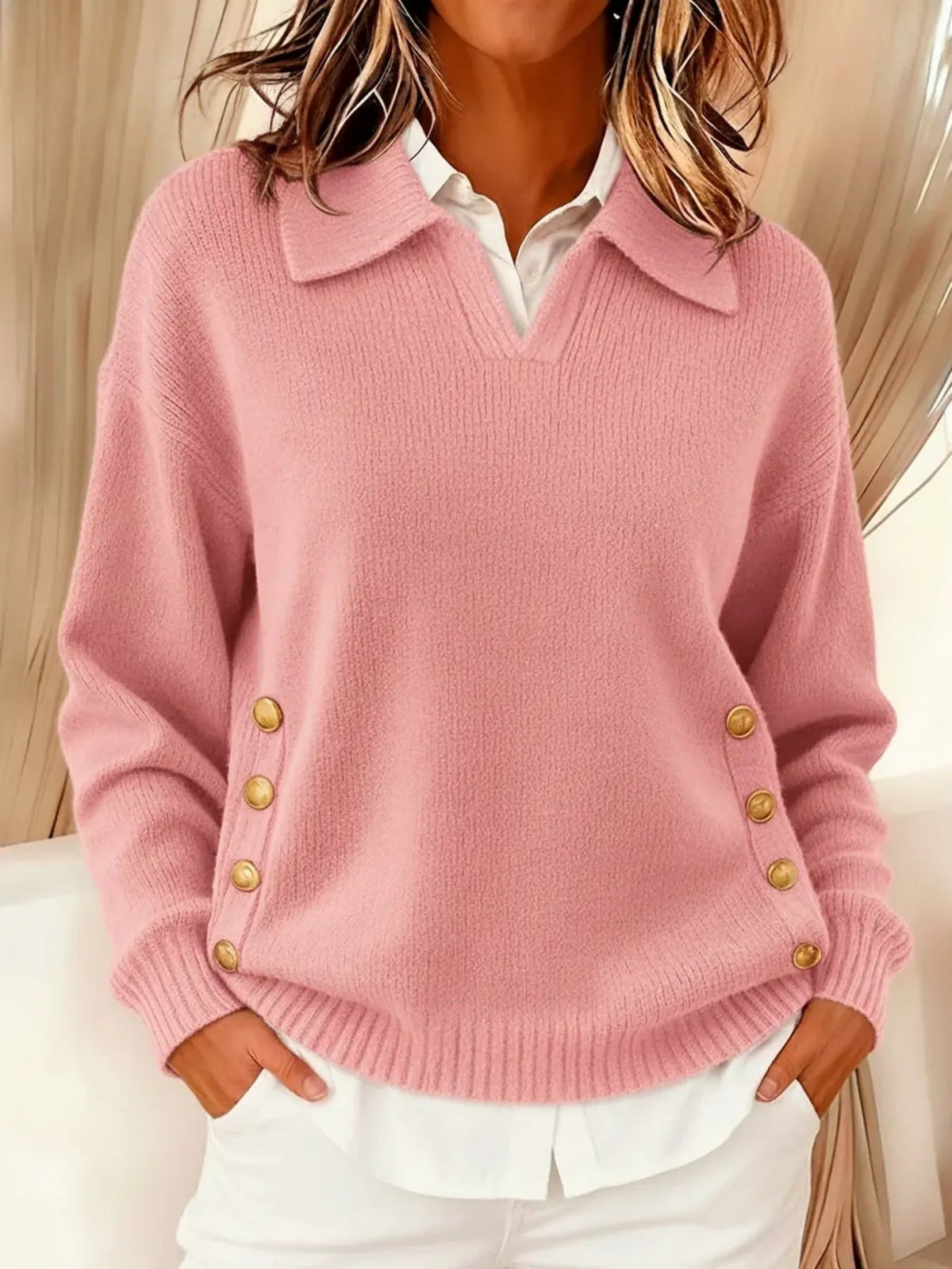 Rose | V-Neck Sweater with Collar