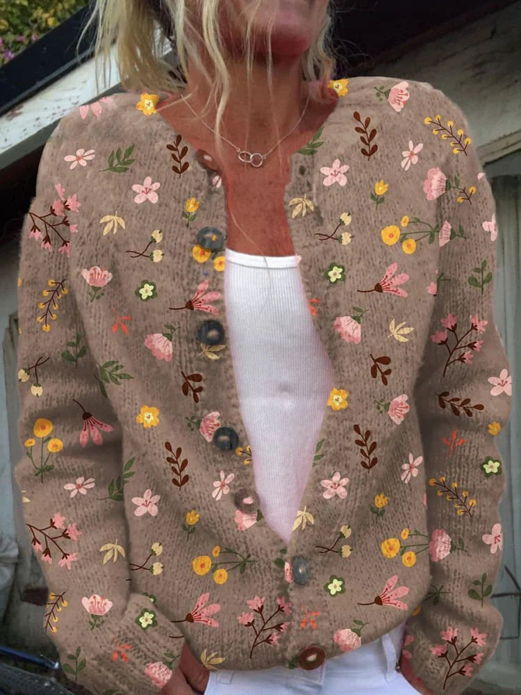 Heidi | Women's Printed Button Cardigan Long Sleeve Casual Knit