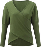 Jessica | Women's Wrap Front V-Neck Sweater – Relaxed Long-Sleeve Knit for Smart Casual Wear