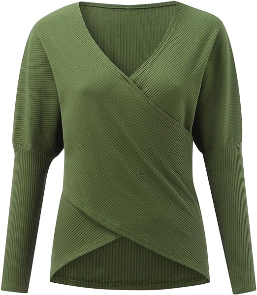 Jessica | Women's Wrap Front V-Neck Sweater – Relaxed Long-Sleeve Knit for Smart Casual Wear