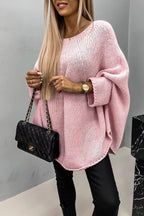 Pauline | Women's Draped Knit Poncho – Relaxed Round-Neck Sweater for Smart Casual Layering