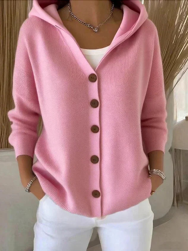 Neva | Hooded Button-Up Knit Cardigan