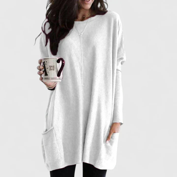 Joanne | Women's Longline Sweater Tunic – Relaxed Long-Sleeve Style with Pockets for Everyday Wear