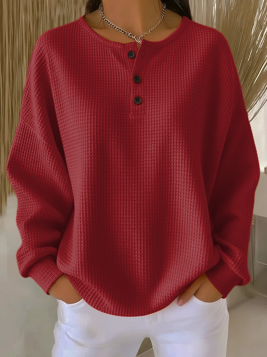 Mirabel | Waffle Henley Sweatshirt