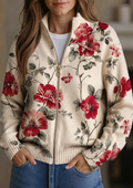 Natalie | Vintage Rose Print Zip Cardigan