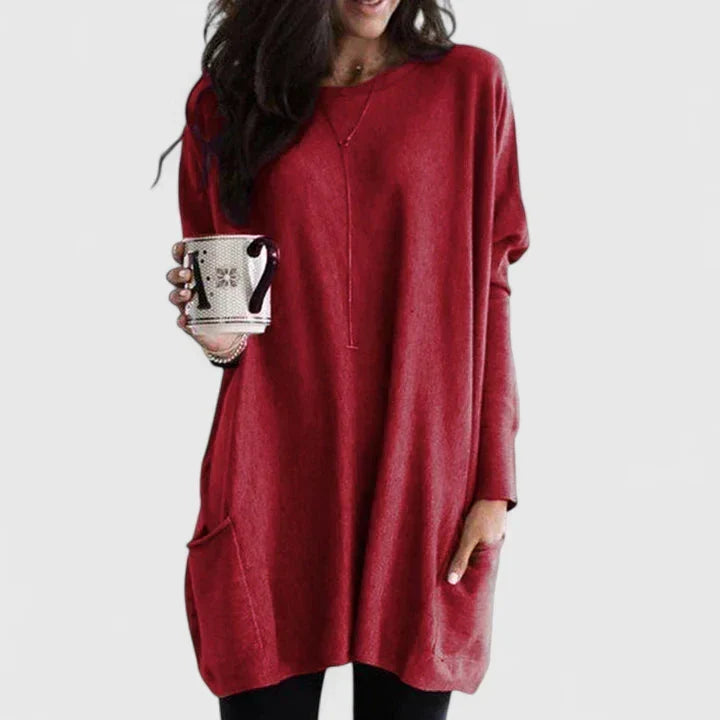 Joanne | Women's Longline Sweater Tunic – Relaxed Long-Sleeve Style with Pockets for Everyday Wear