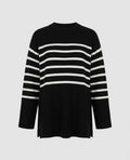 Deborah | Women's Striped Colour-Block Knit Sweater – Relaxed Longline Pullover for Modern Winter Layering