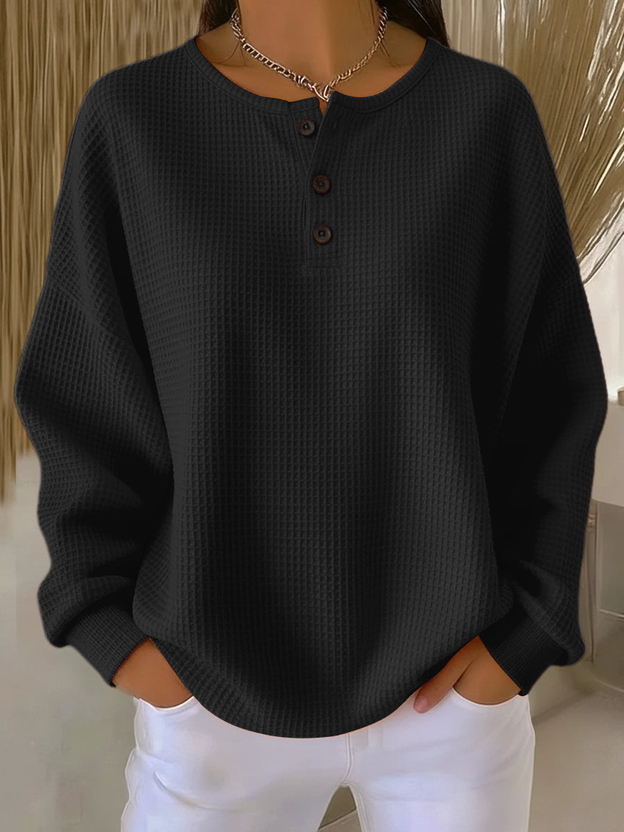 Mirabel | Waffle Henley Sweatshirt