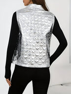 Marie | Women's Metallic Quilted Bodywarmer – Sleeveless Heart-Stitch Layer for Casual Autumn Winter and Smart Everyday Wear