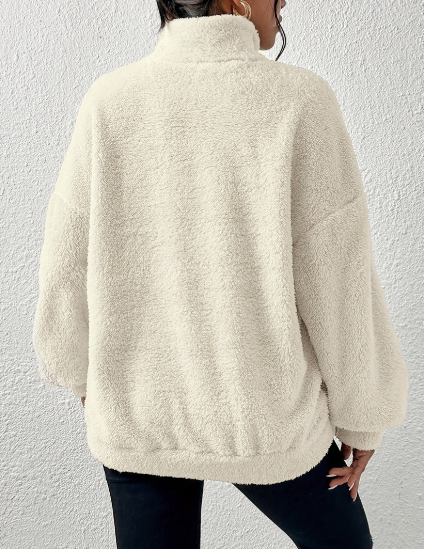 Dora | Women's Half-Zip Fleece Sweater – Soft High-Neck Pullover for Cozy Winter Wear