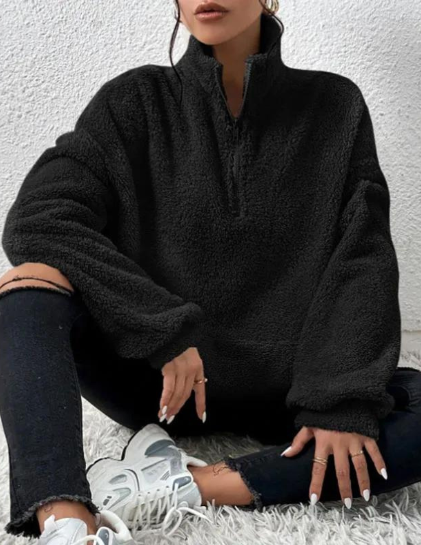 Dora | Women's Half-Zip Fleece Sweater – Soft High-Neck Pullover for Cozy Winter Wear