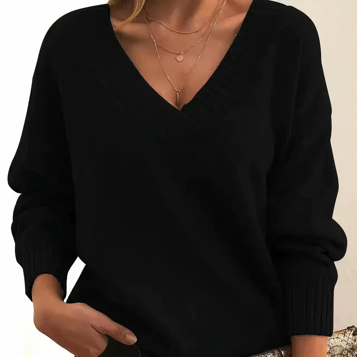 Dora | Women's Cashmere V Neck Sweater Relaxed Balloon Sleeves