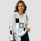 Selma | Women's Printed Crew-Neck Sweater – Soft Relaxed Knit for Office and Everyday Wear