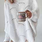 Erin | Women's Oversized Open Knit Sweater with Draped Asymmetric Hem