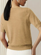 Sharon | Women's Fine Knit Sweater with Short Sleeves and Ribbed Trim