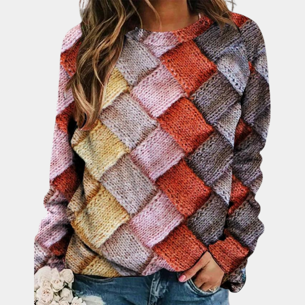 Helen | Women's Textured Knit Sweater with Relaxed Fit and Long Sleeves