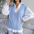 Sandra | Women's Openwork Sweater Vest with Ribbed V Neck and Relaxed Fit