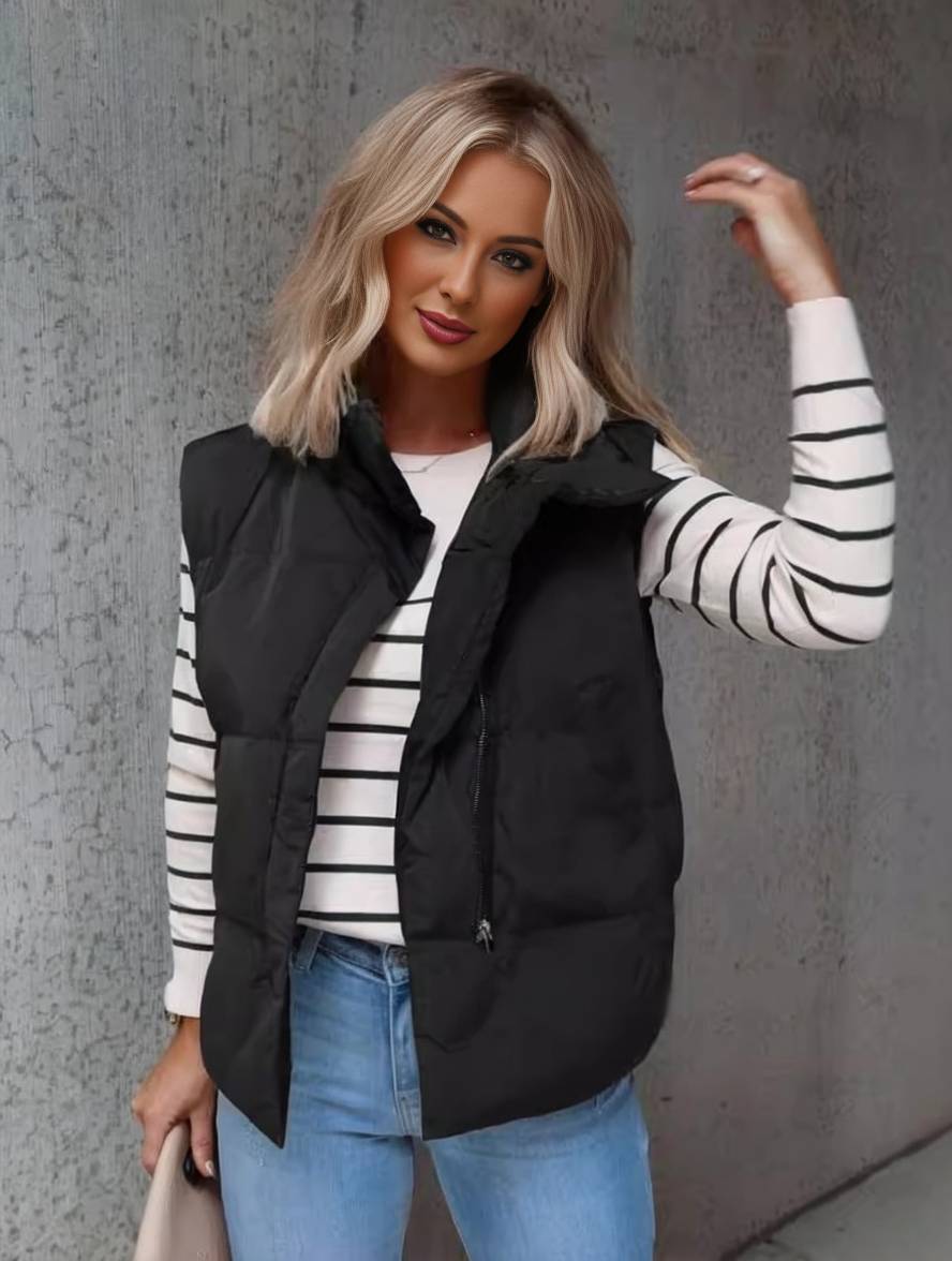 Grace | Women's Sleeveless Puffer Gilet – Lightweight Zip-Front Winter Vest with High Collar and Utility Pockets