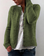 Una | Women's Fine-Knit Button Cardigan – Crew Neck Layer for Autumn and Winter