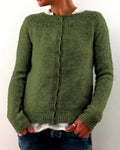 Una | Women's Fine-Knit Button Cardigan – Crew Neck Layer for Autumn and Winter