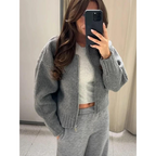 Lydia | Women's Zip-Front Knitted Cardigan – Crew Neck Layer for Autumn and Winter