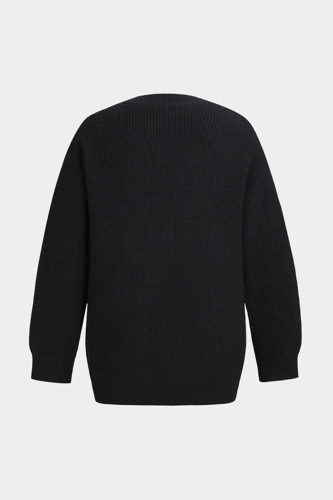 Ella | Noir Women's Knitted Cardigan with Denim Pocket Details for Effortless Everyday Style