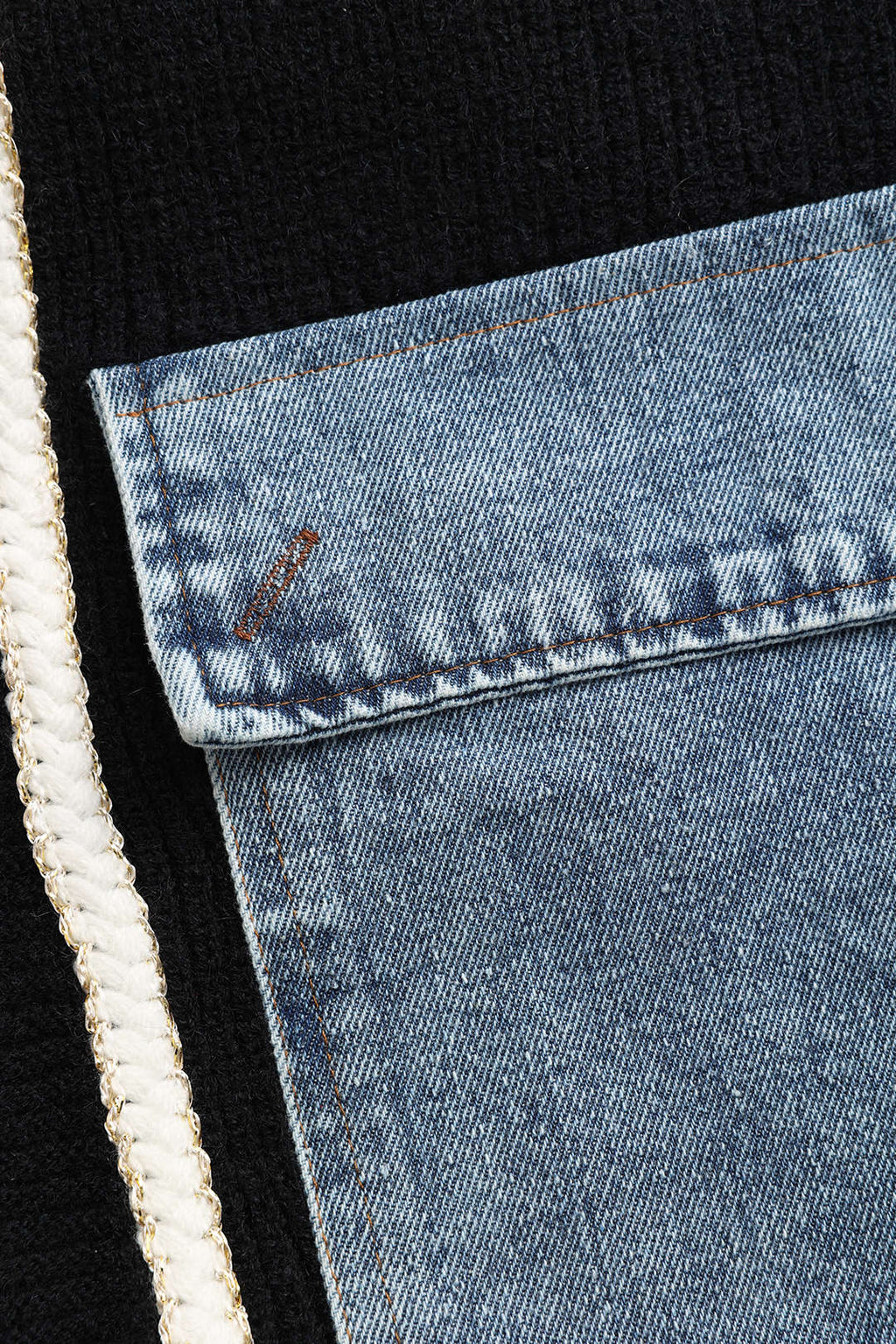 Ella | Noir Women's Knitted Cardigan with Denim Pocket Details for Effortless Everyday Style