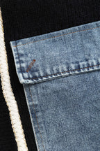 Ella | Noir Women's Knitted Cardigan with Denim Pocket Details for Effortless Everyday Style