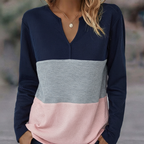 Megan | Women's Panelled V Neck Sweater Relaxed Long Sleeve Fit