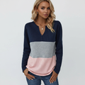 Megan | Women's Panelled V Neck Sweater Relaxed Long Sleeve Fit