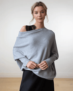Brenda | Women's Asymmetric Knit Poncho Top – Draped Off-Shoulder Layer for Day and Evening Wear