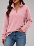 Sophia | Women's Half-Zip Ribbed Sweater – Relaxed High-Neck Knit Pullover for Casual Autumn and Winter Wear