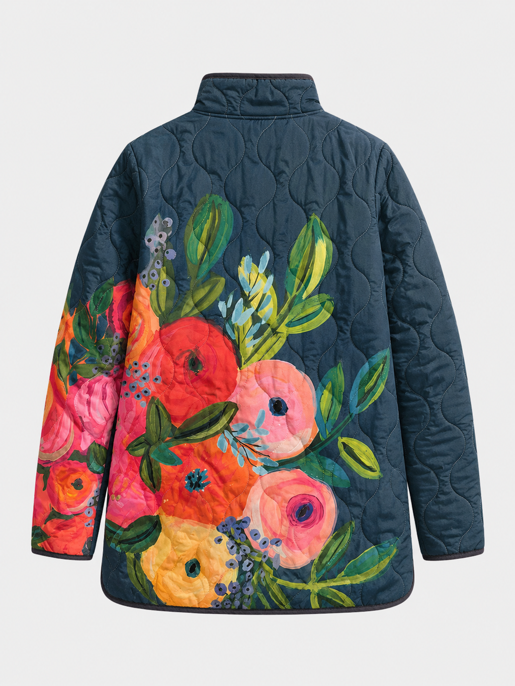 Ruth | Vintage Floral Print Quilted Jacket