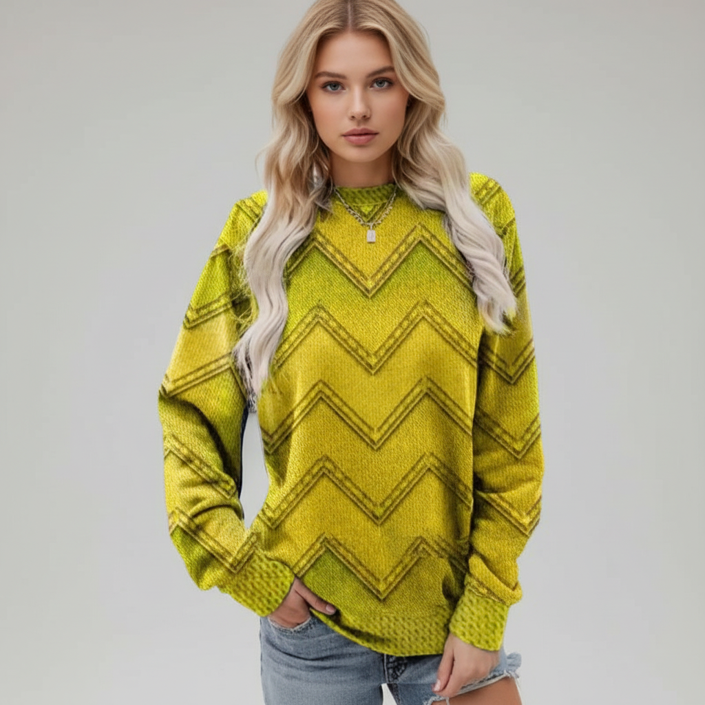 Lisa | Women's Printed Crew Neck Sweater Relaxed Long Sleeve Fit