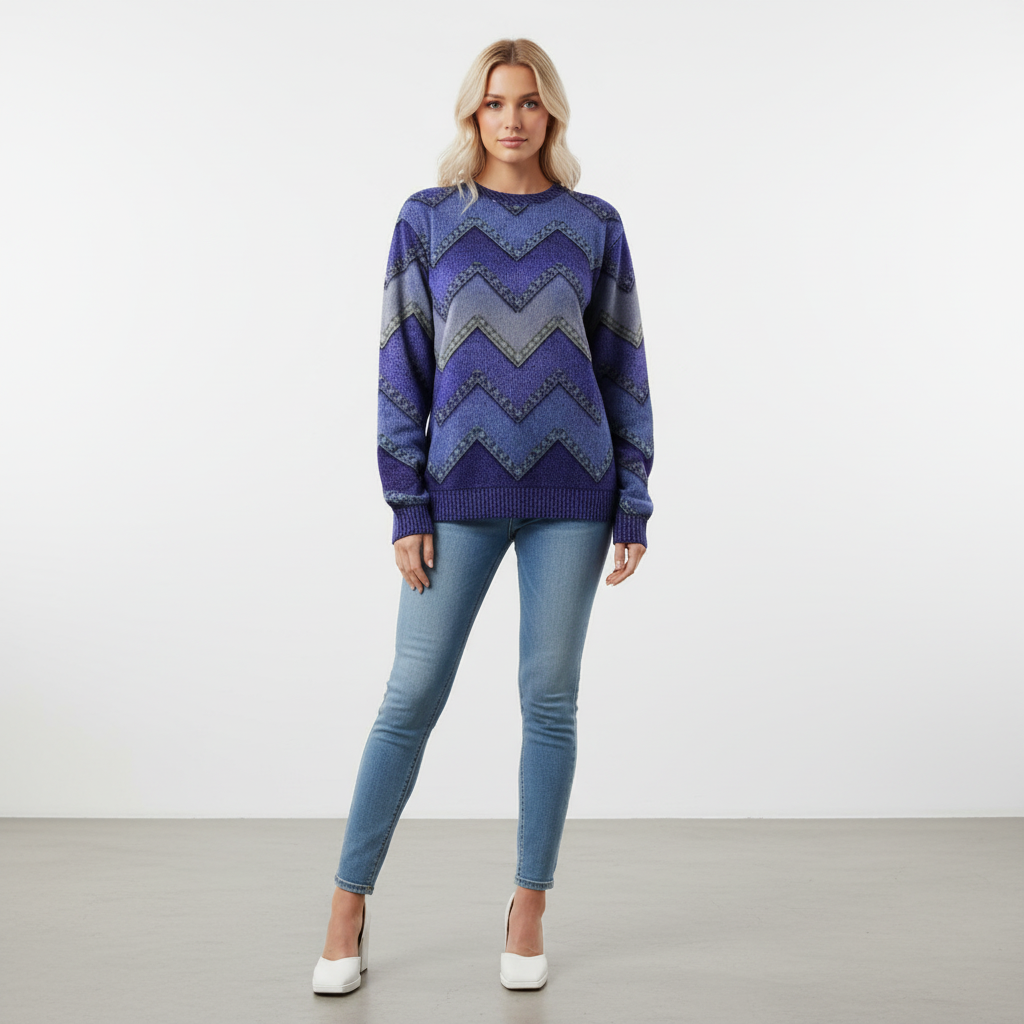 Lisa | Women's Printed Crew Neck Sweater Relaxed Long Sleeve Fit