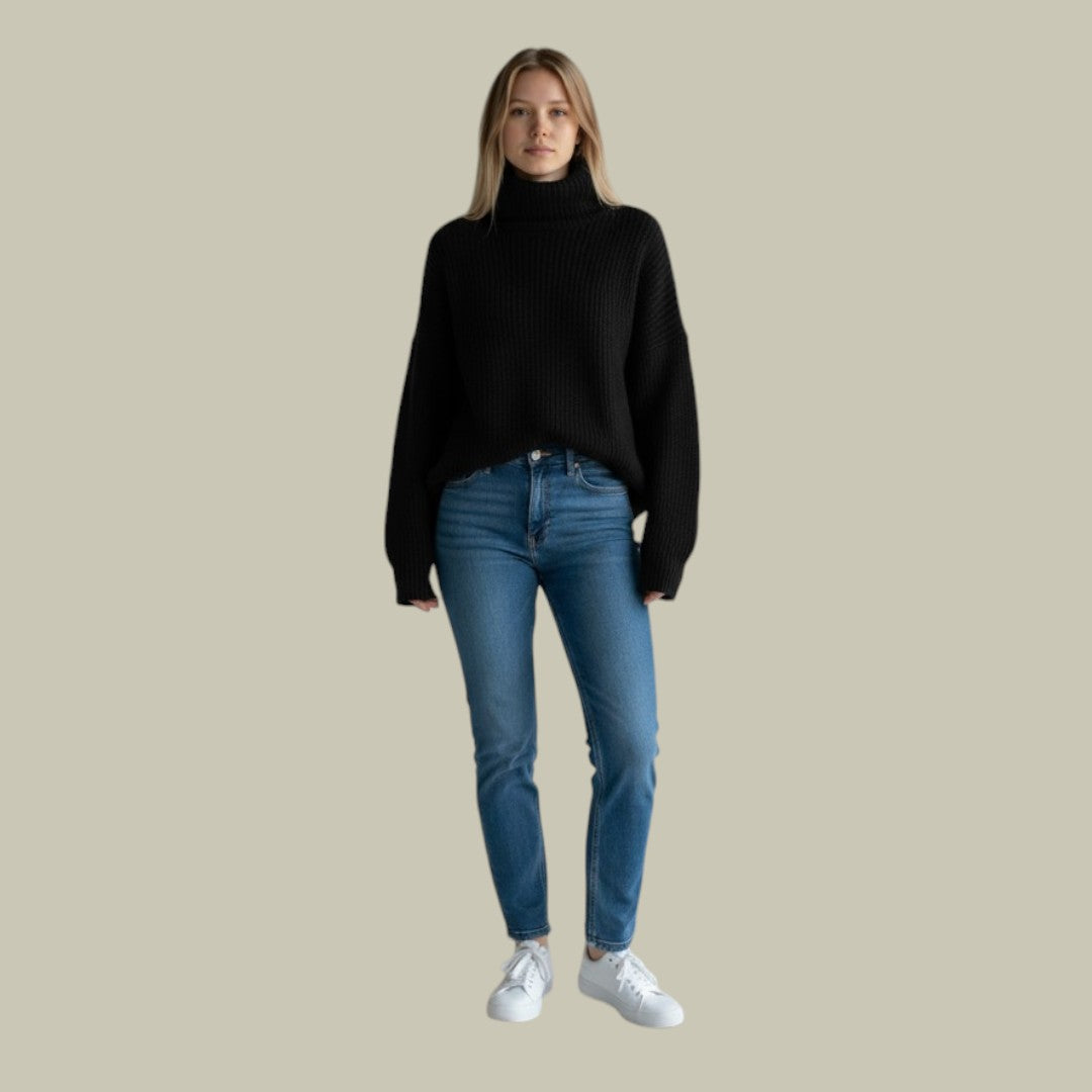 Lucille | Women's Relaxed Turtleneck Knit Sweater – Oversized Pullover for Winter