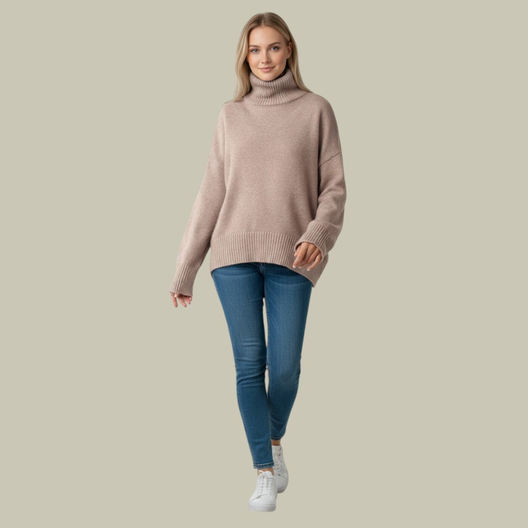Lucille | Women's Relaxed Turtleneck Knit Sweater – Oversized Pullover for Winter