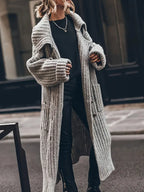 Pauline | Women's Cashmere-Mix Long Knitted Cardigan – Soft Chunky Ribbed Open-Front Layer for Casual Everyday Wear Smart Autumn Outfits and Cosy Winter Styling