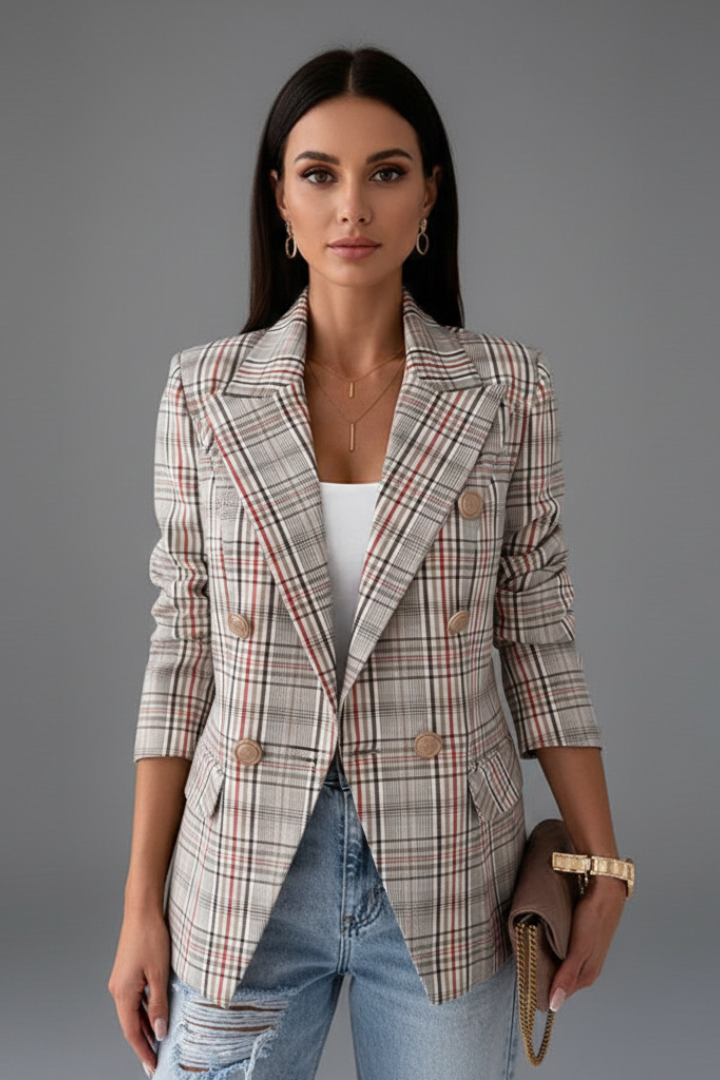 Isabelle | Women's Blazer with Lapels and Textured Surface