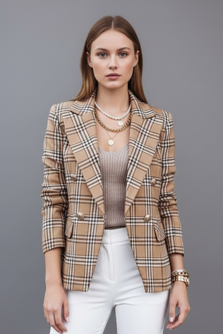 Isabelle | Women's Blazer with Lapels and Textured Surface