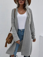 Imogen | Women's Long Open-Front Cardigan – Lightweight Textured Knit for Travel and Transitional Layering