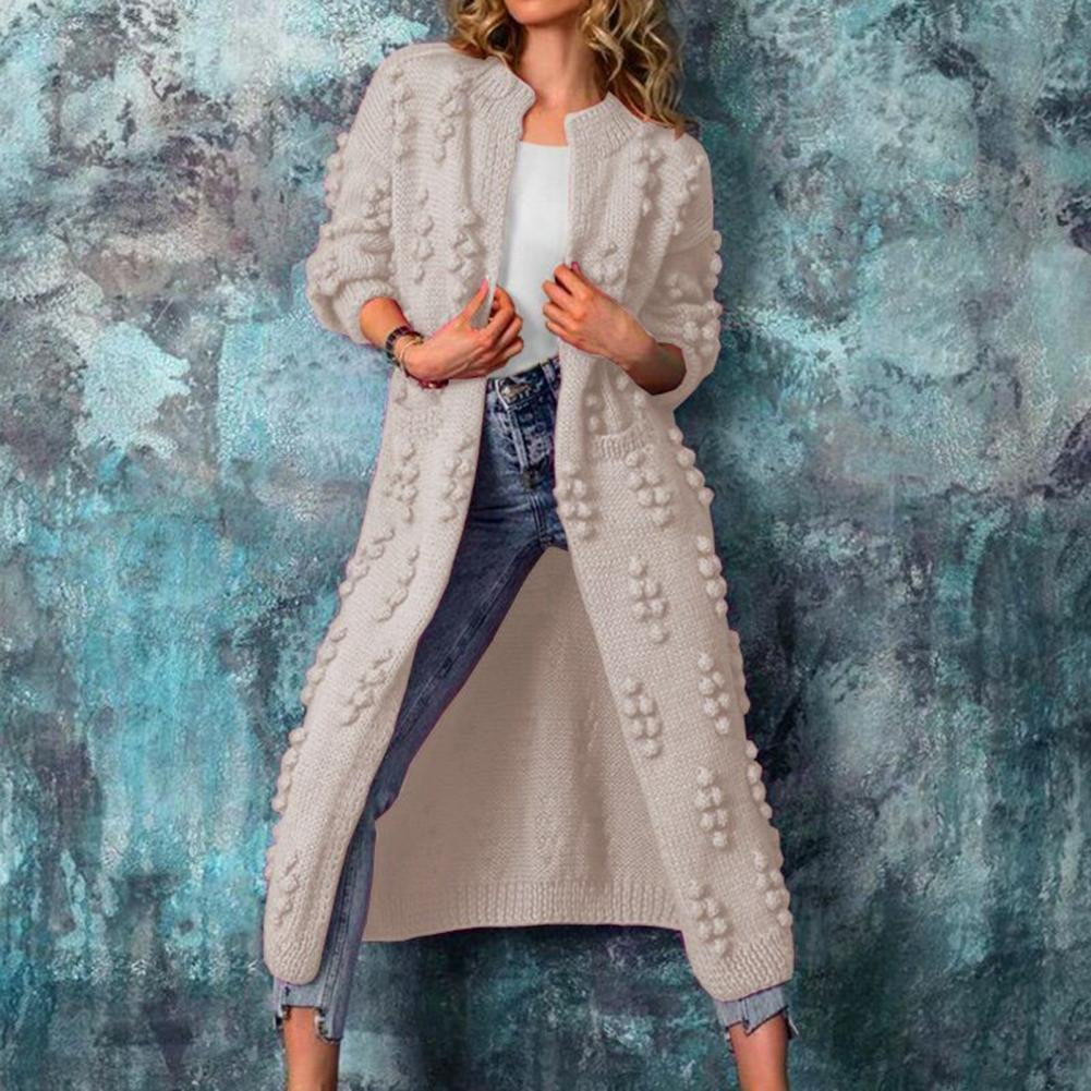 Valerie | Women's Longline Textured Cardigan – Cotton-Blend Open-Front Knit for Autumn and Winter
