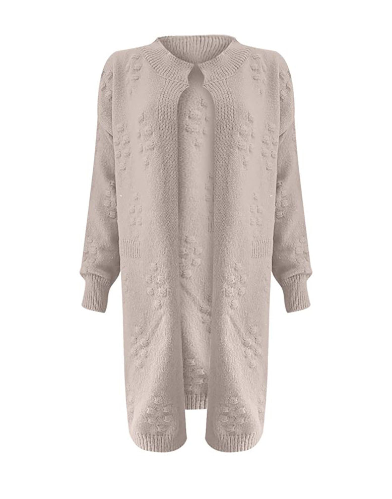 Valerie | Women's Longline Textured Cardigan – Cotton-Blend Open-Front Knit for Autumn and Winter