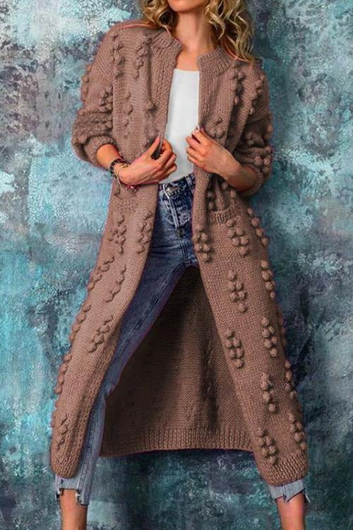 Valerie | Women's Longline Textured Cardigan – Cotton-Blend Open-Front Knit for Autumn and Winter