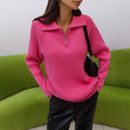Gloria | Women's Ribbed Zip-Neck Sweater – Soft Collared Knit for Office and Weekend Wear