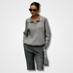 Gloria | Women's Ribbed Zip-Neck Sweater – Soft Collared Knit for Office and Weekend Wear